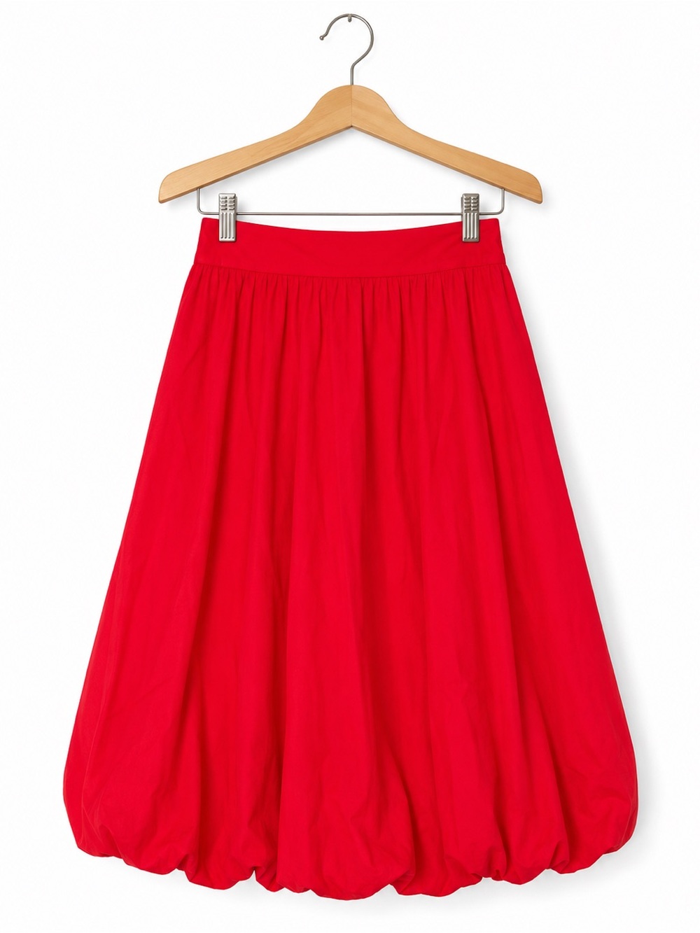 🅝🅦🅣 Eclair Tomato Red Bubble Hem Cotton Midi Skirt Small New